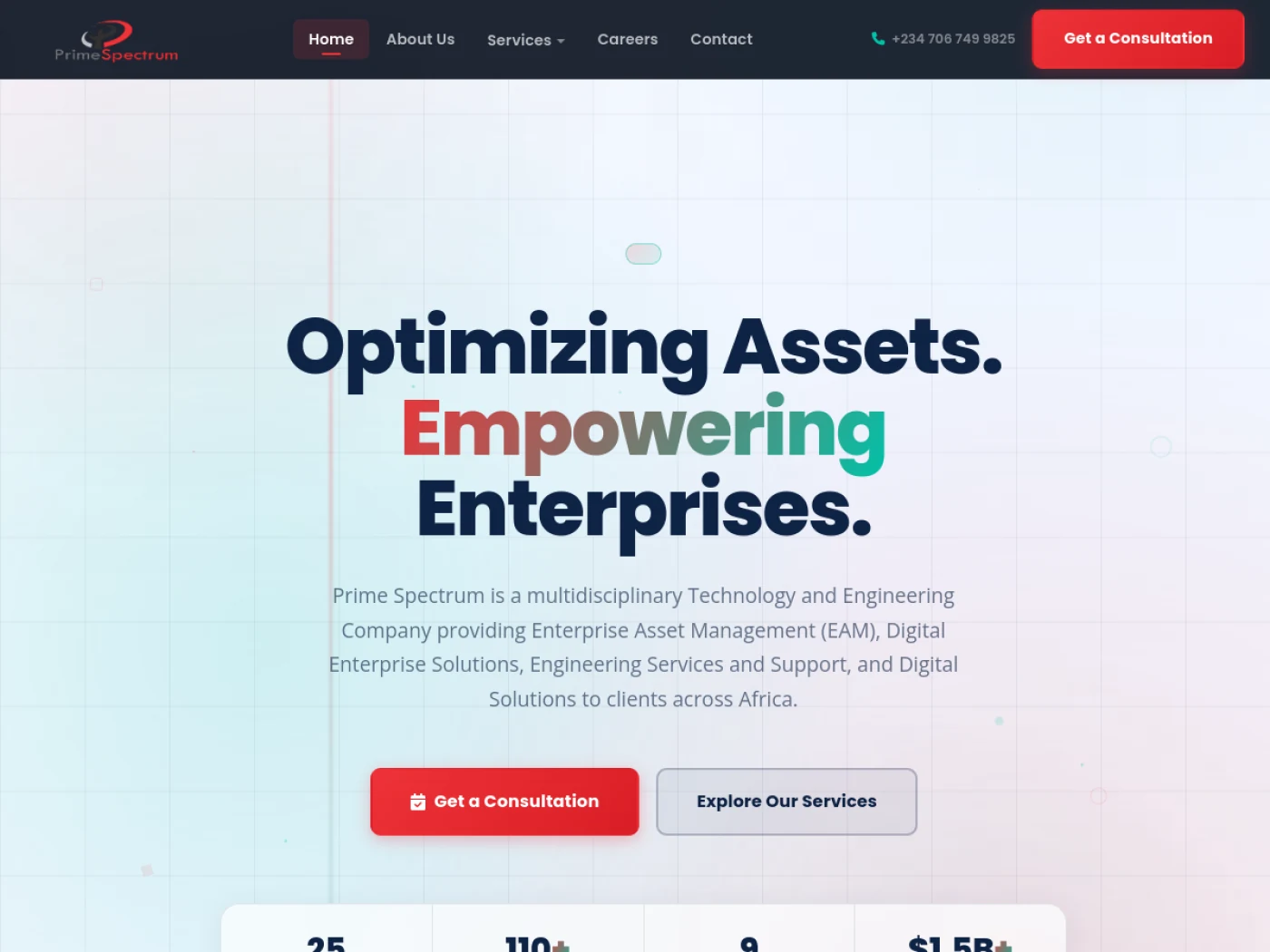 Prime Spectrum website homepage